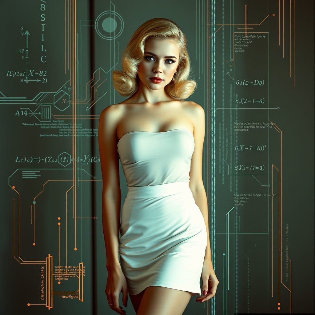 1950s Pin-Up with Glitch and Fractal Effects