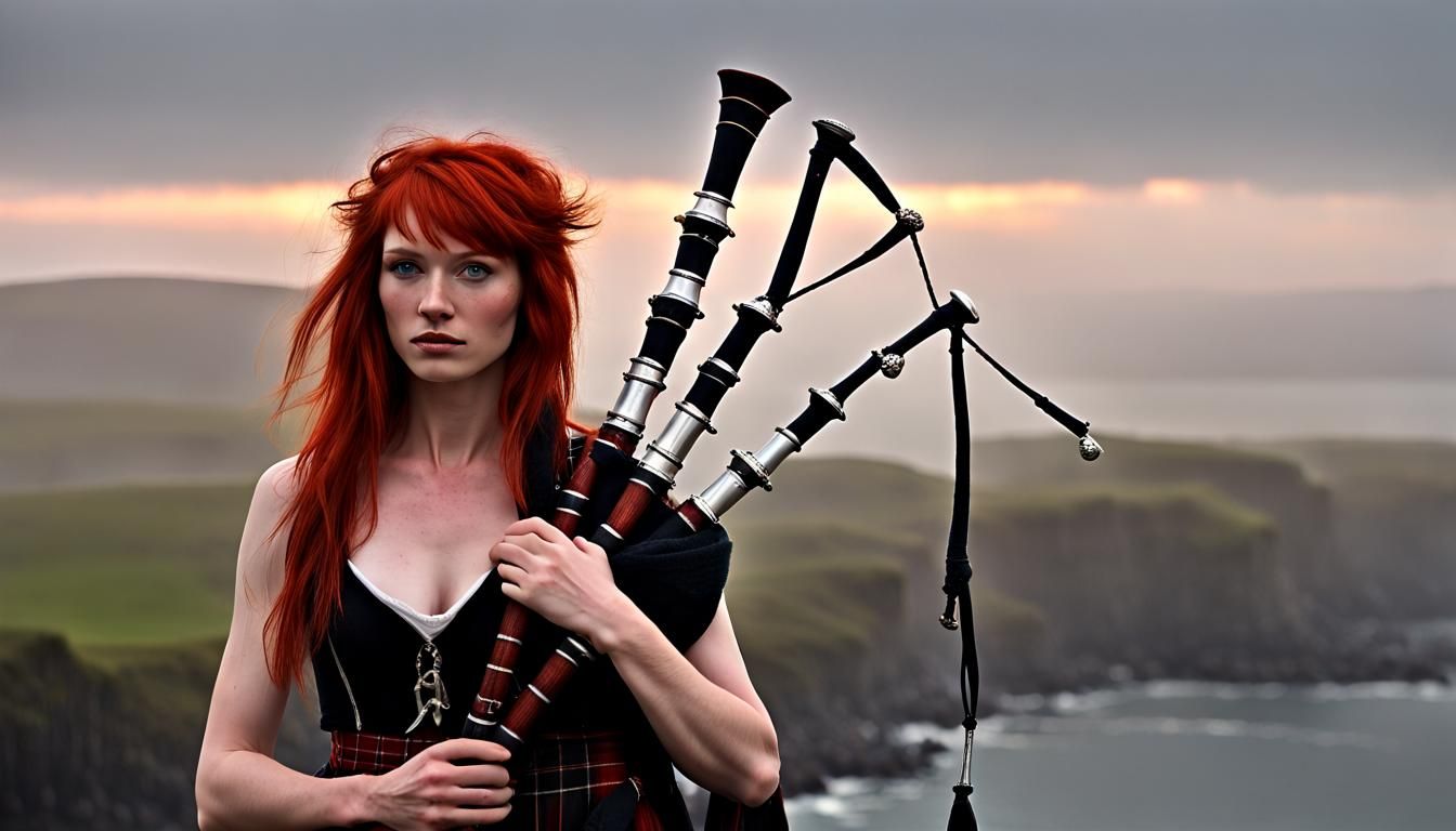Ein schottisches Mädchen mit Dudelsack