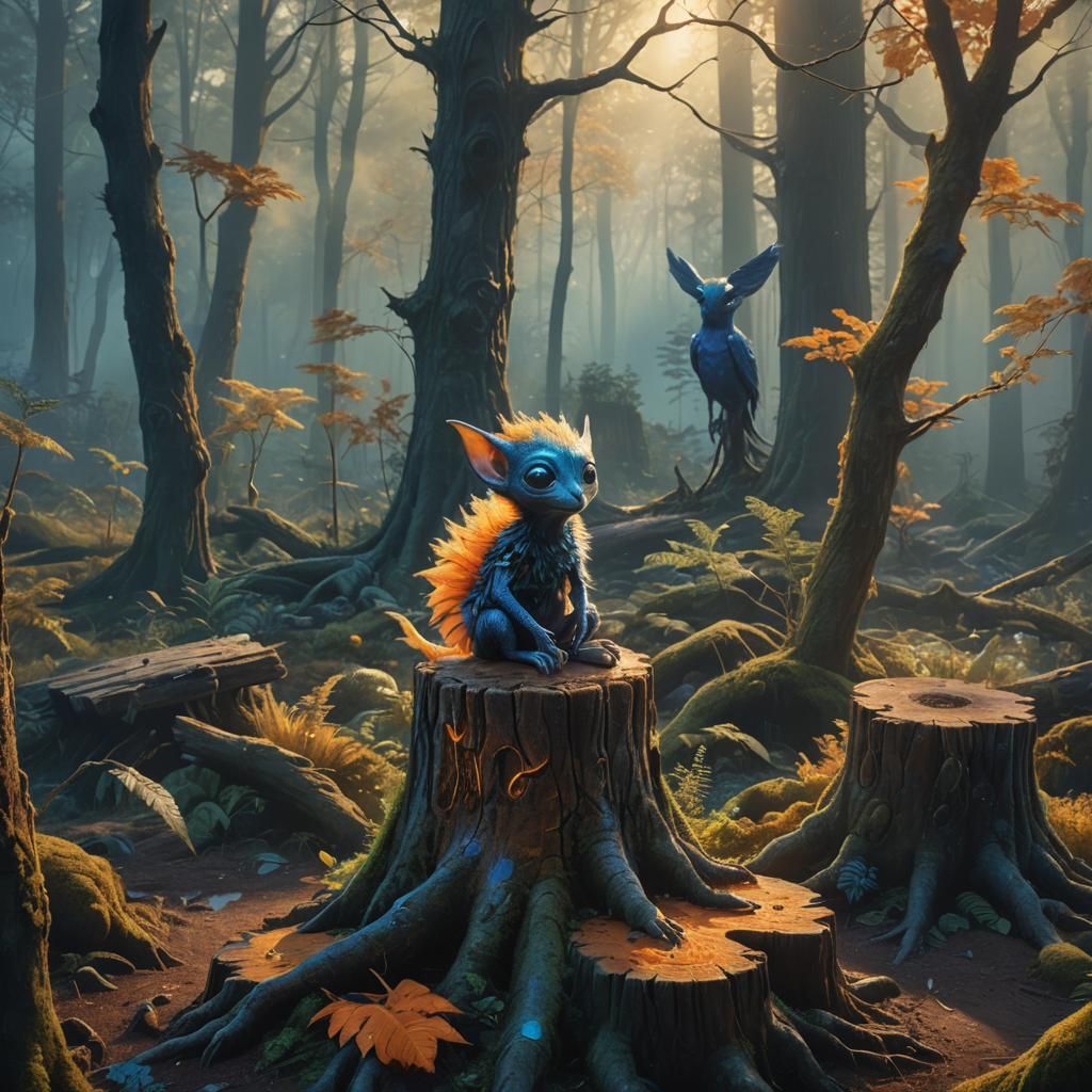 Alien Animal Shimmers in Mystical Forest