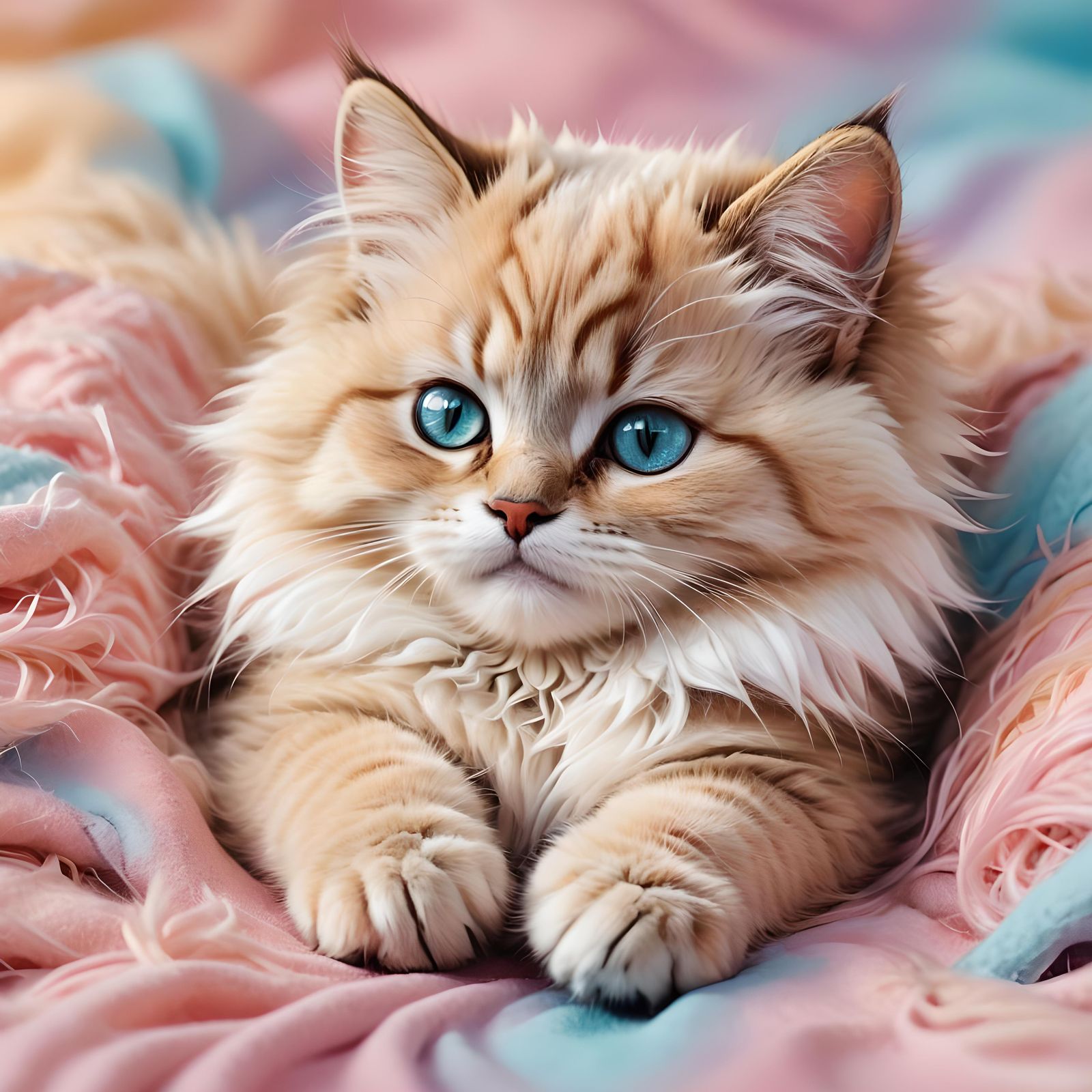 Young Fluffy Kitten Rolling Over