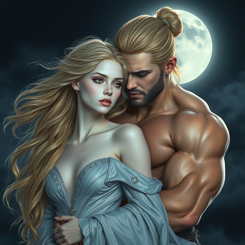 Ethereal Maiden in Lunar Embrace