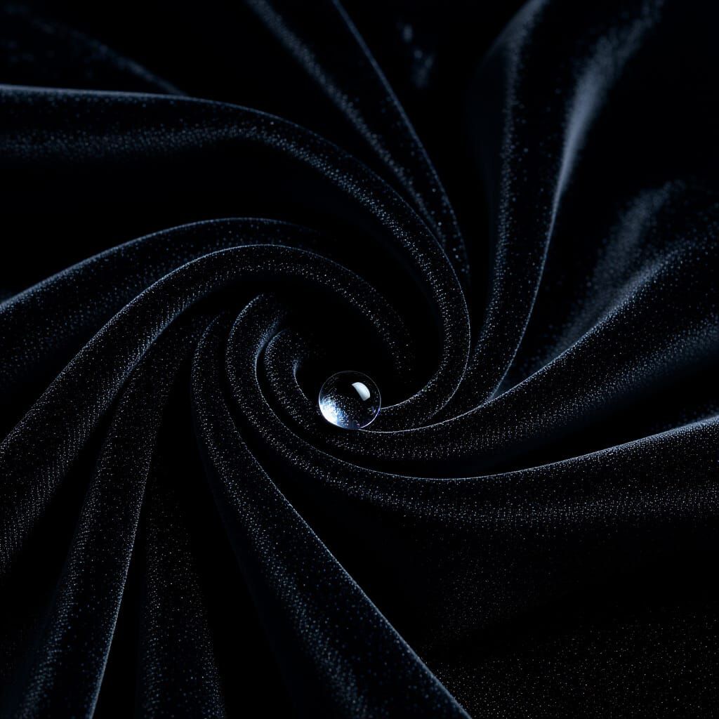 Luxurious Black Velvet with Glistening Dewdrop