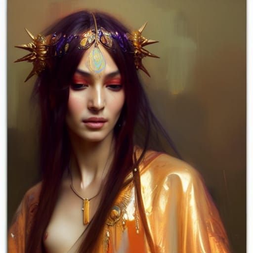 Desert Priestess Portrait in Golden Hues