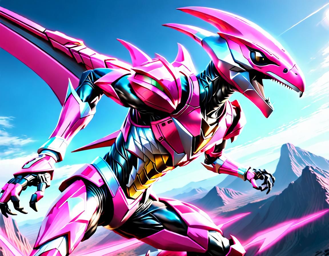 Pink Pterodactyl Power Ranger in Armor