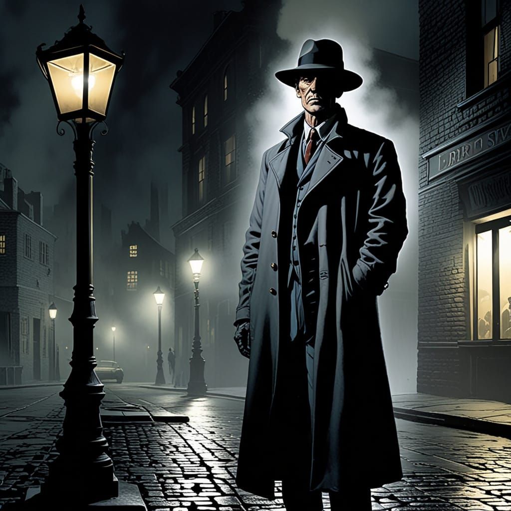 Mysterious Detective in Film Noir Style