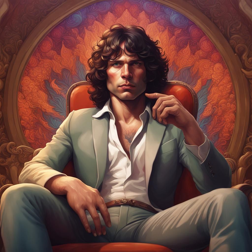 Lizard King Portrait in Hyperdetailed Art Nouveau Style