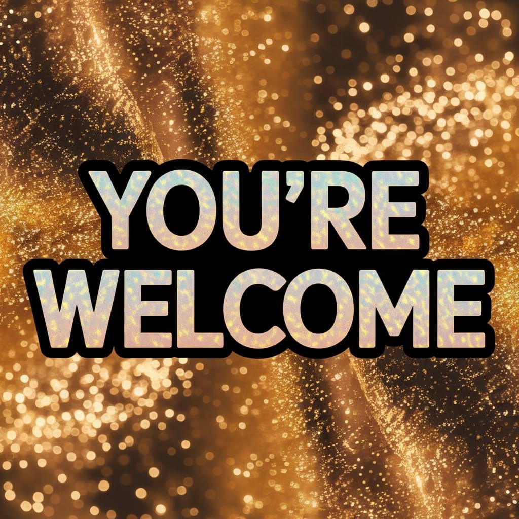 You're Welcome in Festive Opalescent Font