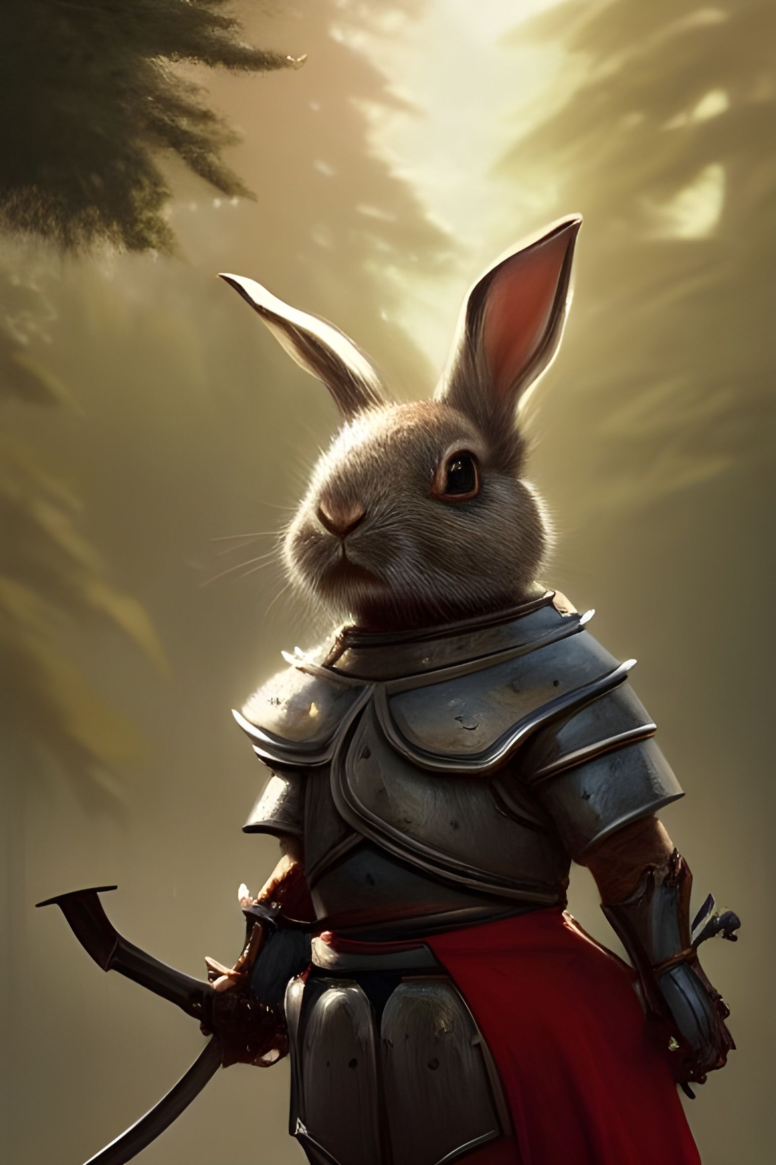 Tiny cute rabbit knight ...