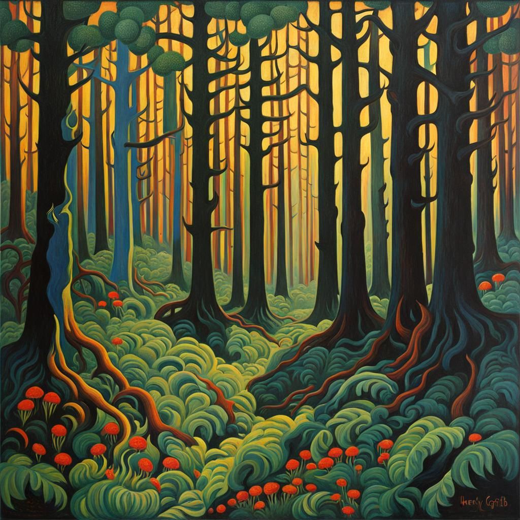 Eldritch Forest in Expressionist Style