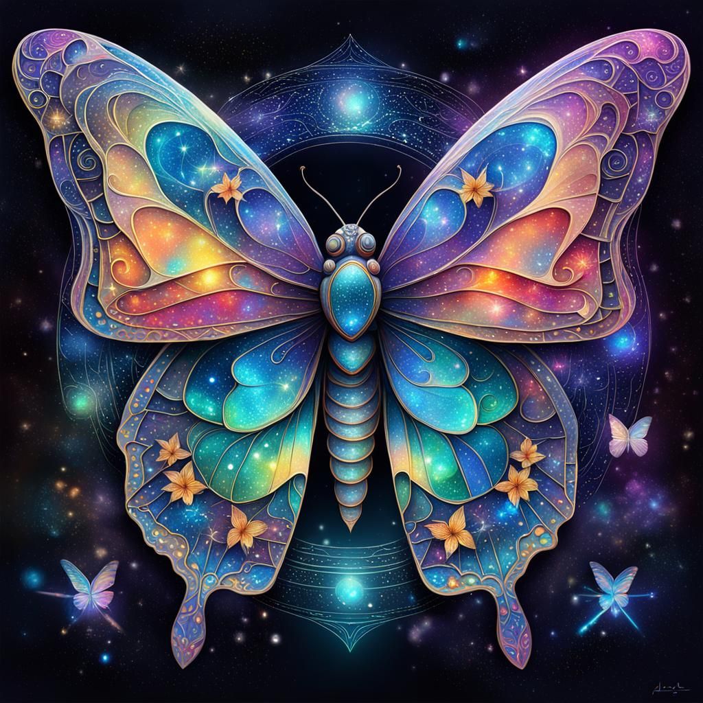 Astral Angel Butterfly Holographic Illustration