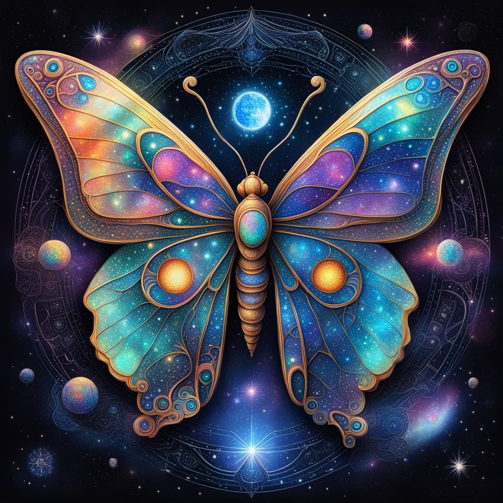 Butterfly Angel in Holographic Cosmic Illustration