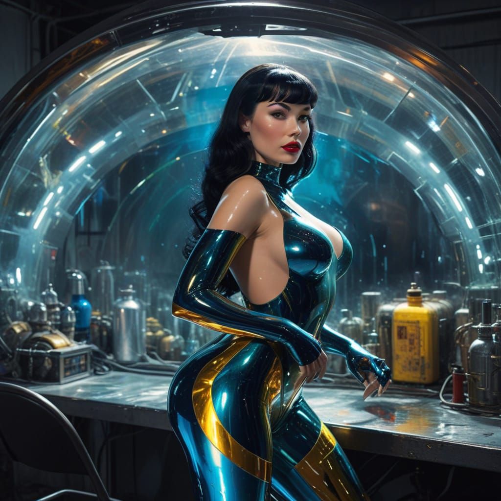 Ethereal Retrofuturist Goddess in Iridescent Latex