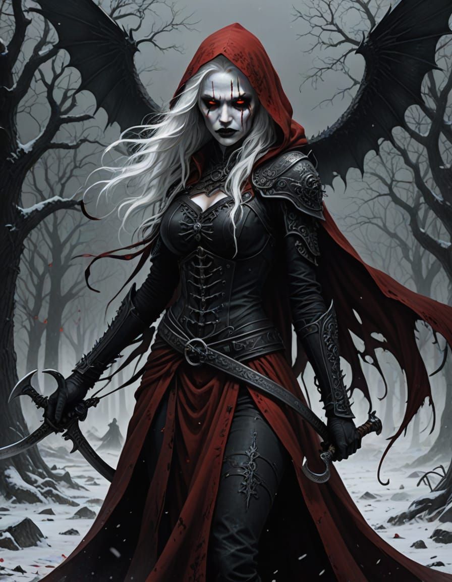 Gothic Angel of Death Ready for Battle