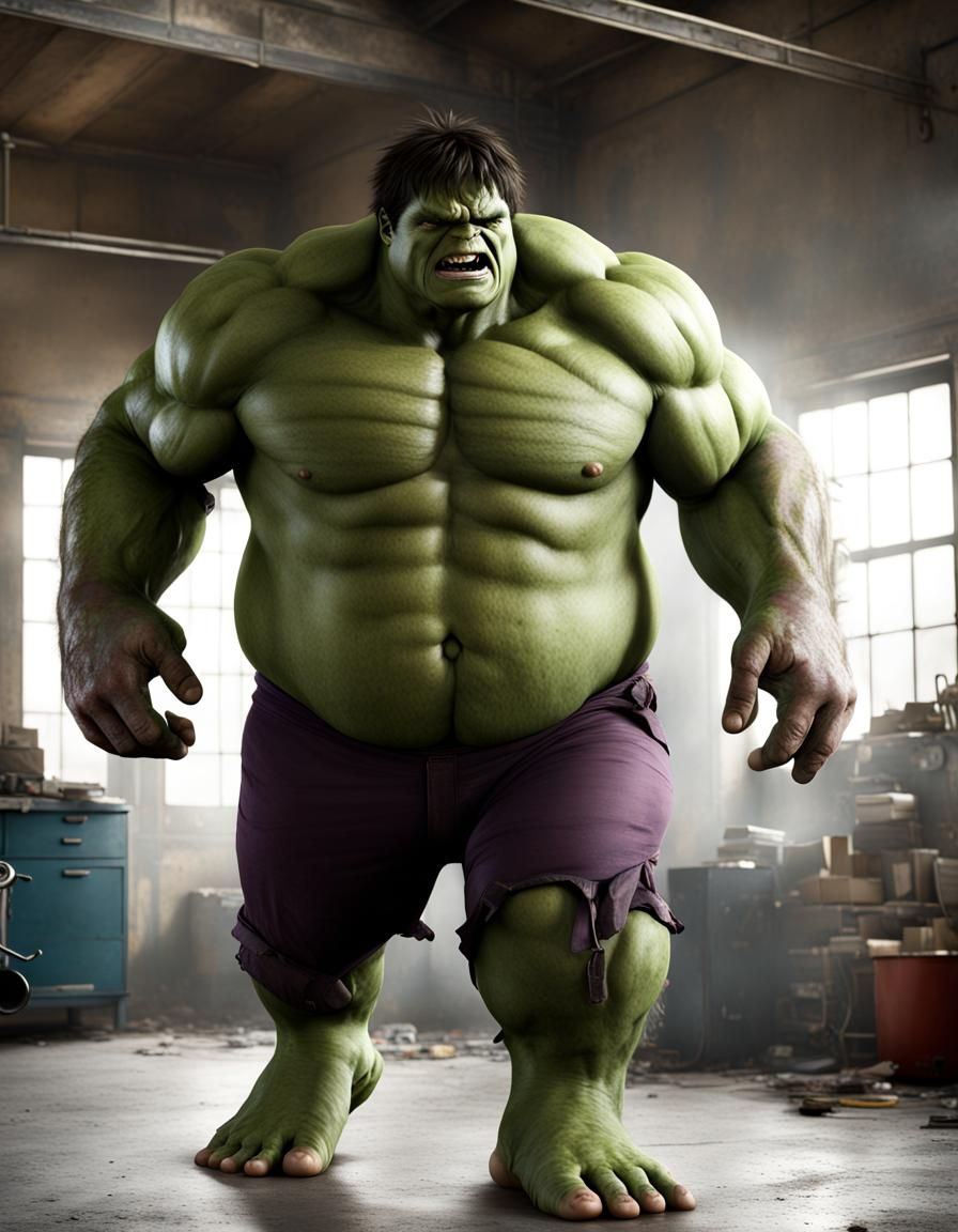 Morbidly Obese Incredible Hulk as CGI Art