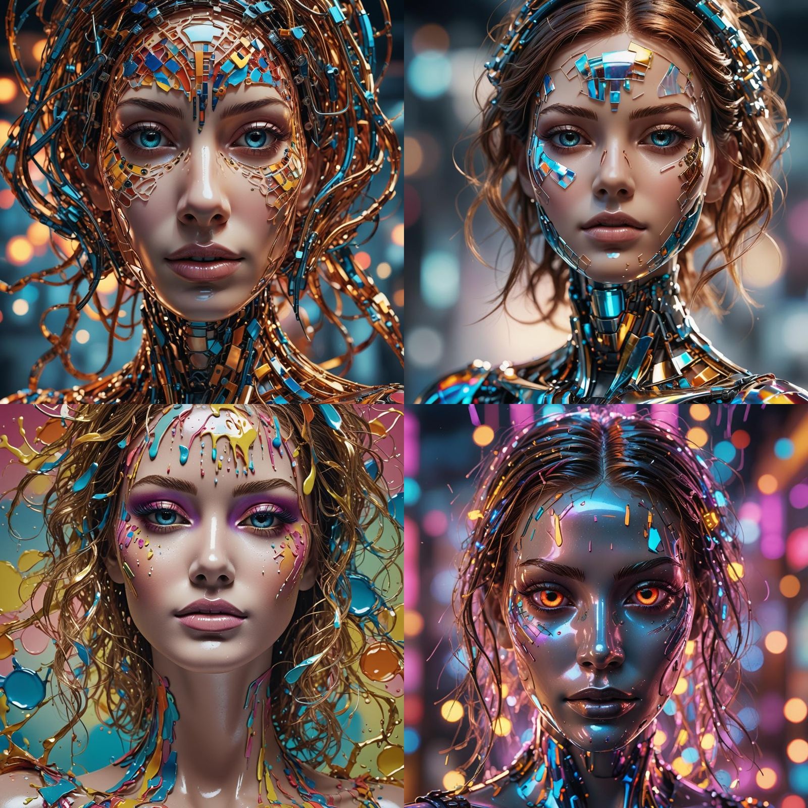 Hyperrealistic AI Mannequin Face in Splash Art Style