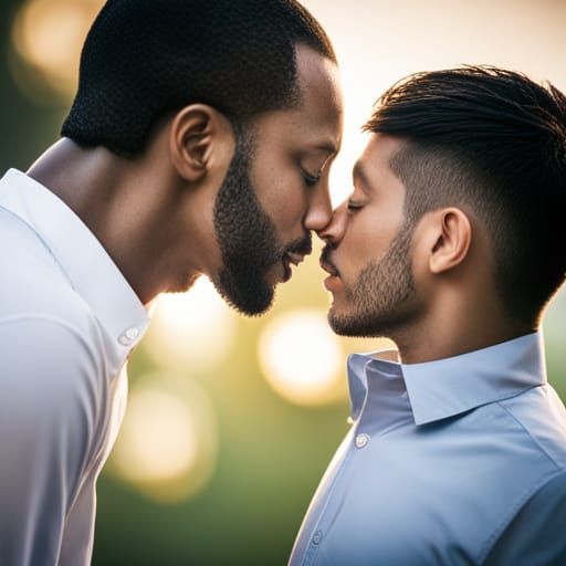 Gay Couple's Tender Kiss: Everlasting Love