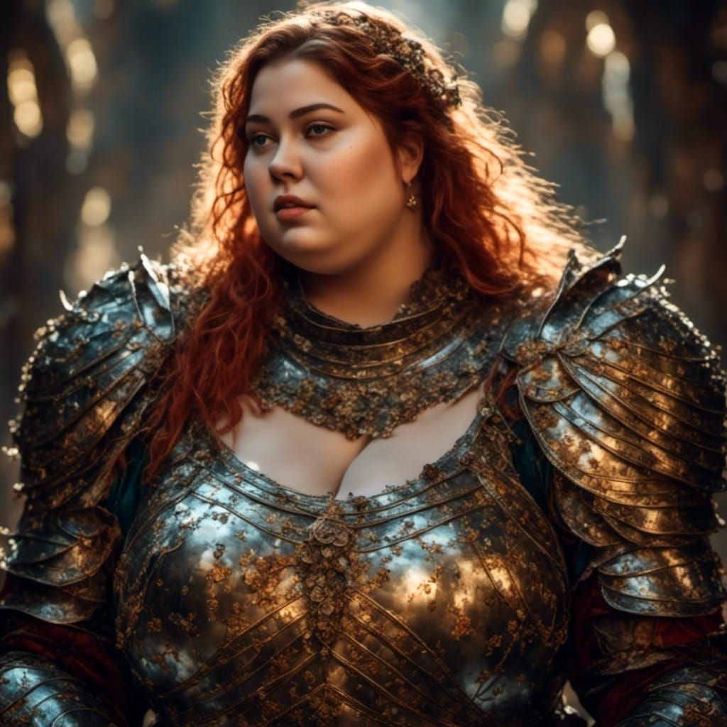 Curvaceous Knight in Full Armor: Digital Art