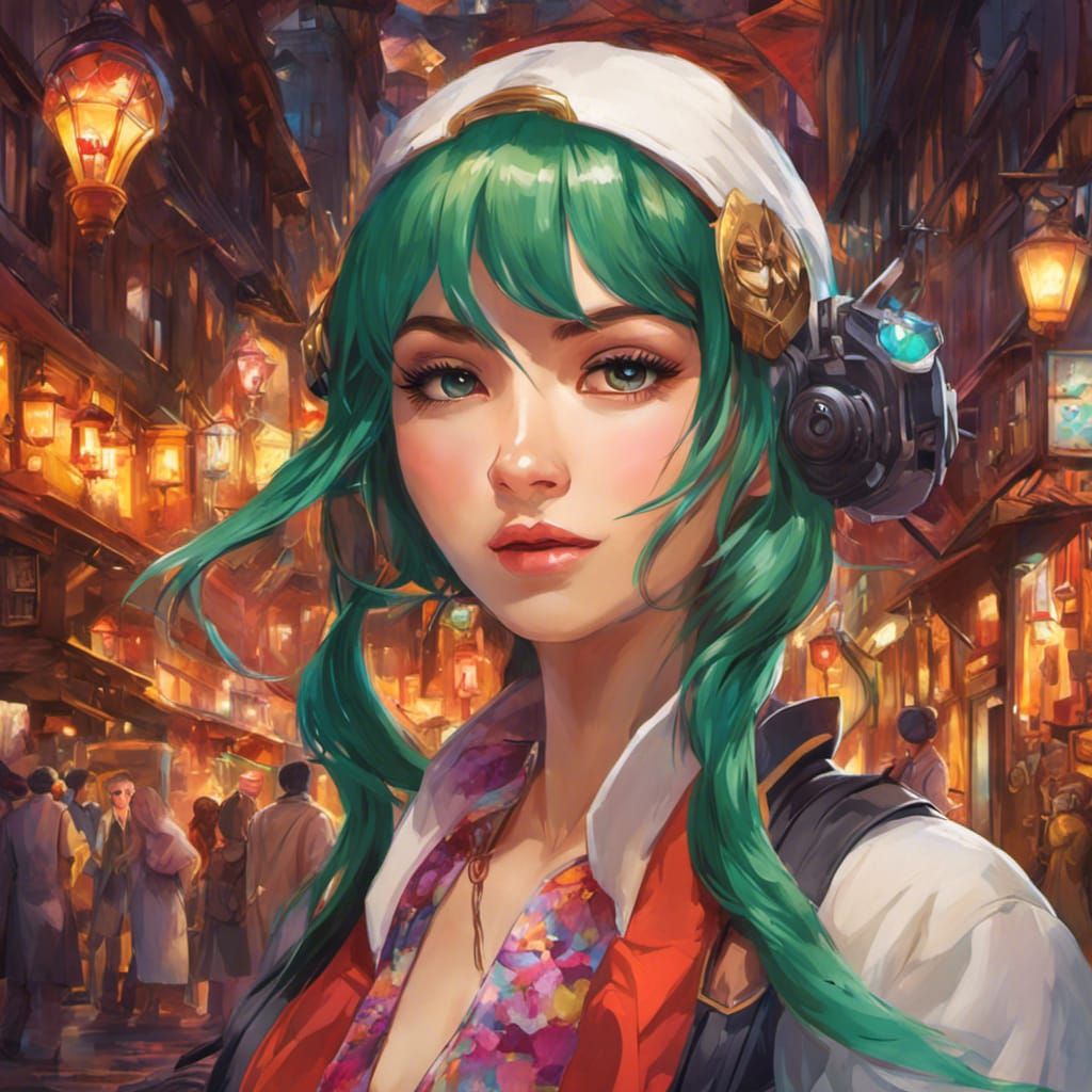 Anime Baker Girl Portrait in Graffiti Art Style