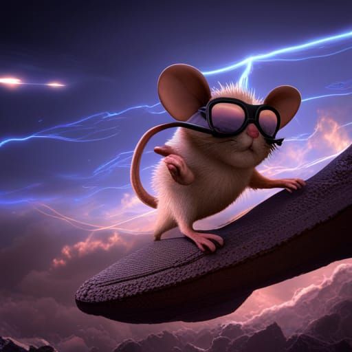 Mouse in Sunglasses with Mystical Sky Backdrop
