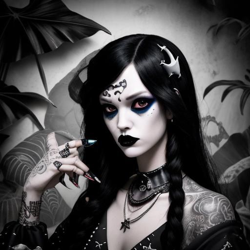 Hawaiian Vampress: Goth Fashion in Black and White