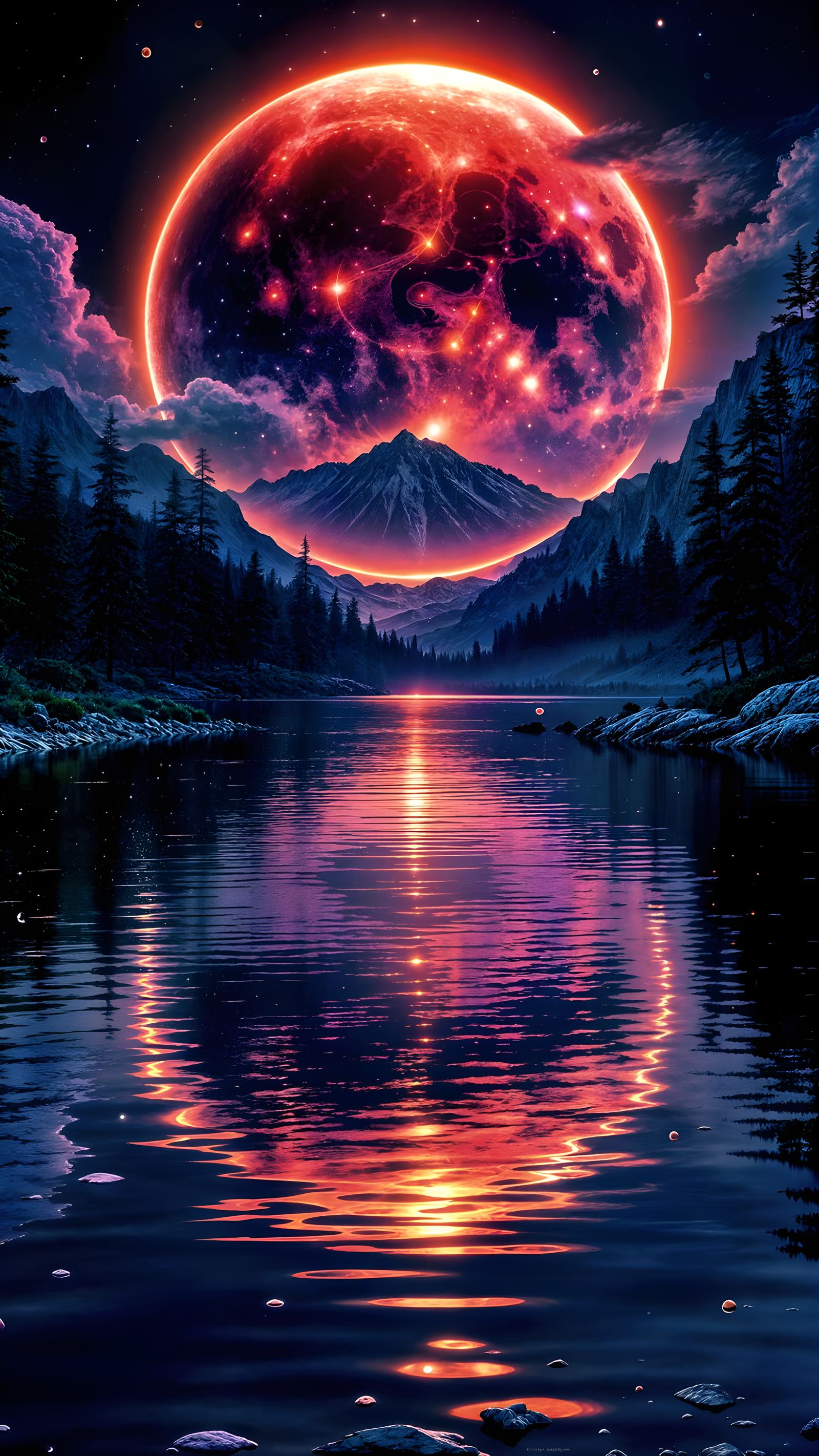 Hypercolor Starberry Blood Moon Eclipse Reflection