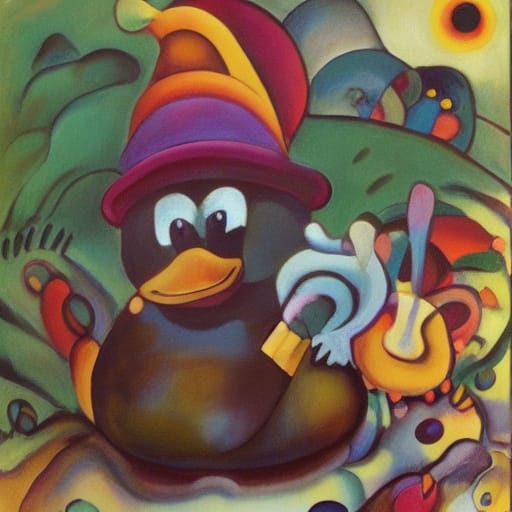 Hedgehog as a Rubber Duck in Cubist Style