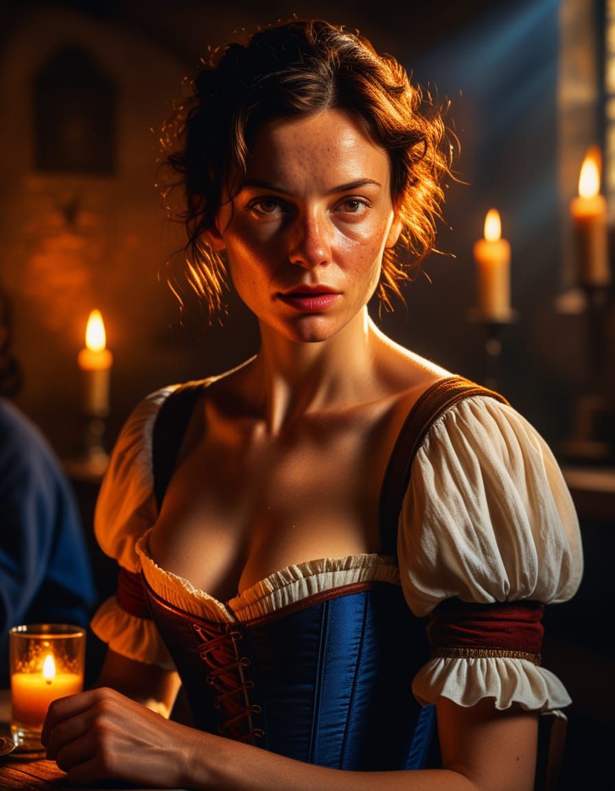 Rembrandt-Inspired Portrait of a 39-Year-Old Woman in a Medi...