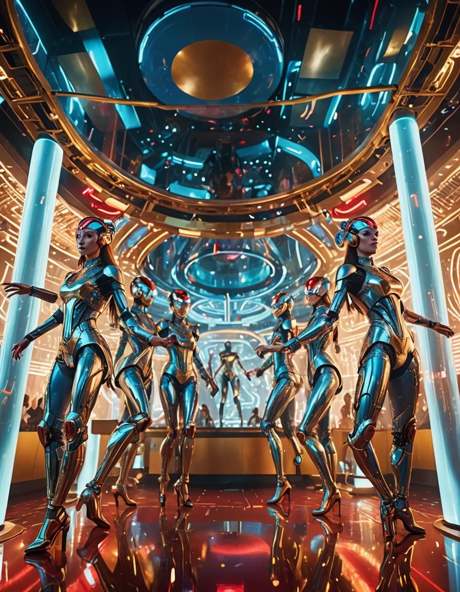 Svelte Cyborgs Dance Under Iridescent Disco Lights