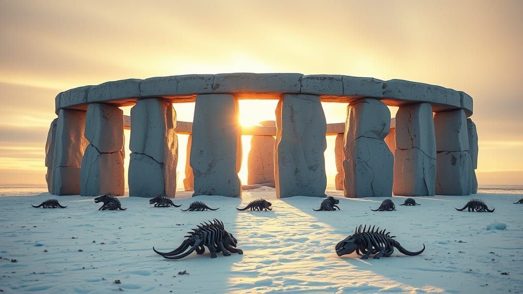 Ethereal Sunrise Illuminates Ancient Arctic Stonehenge