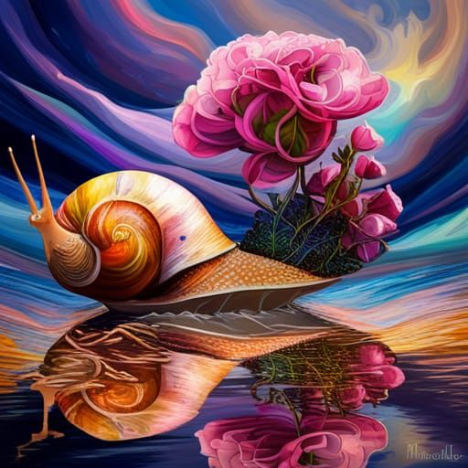 Giant Snail Inside Rose: Hyperdetailed Fantasy Photo