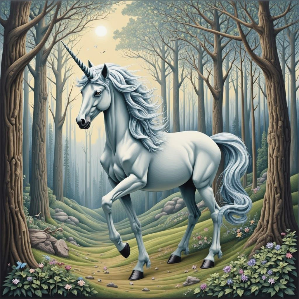 Abstract Unicorn in Cubist Style