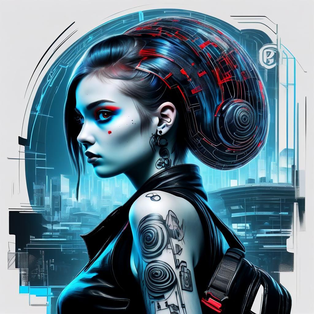 Holographic Cyberpunk Nymph with Prosthetic Limbs