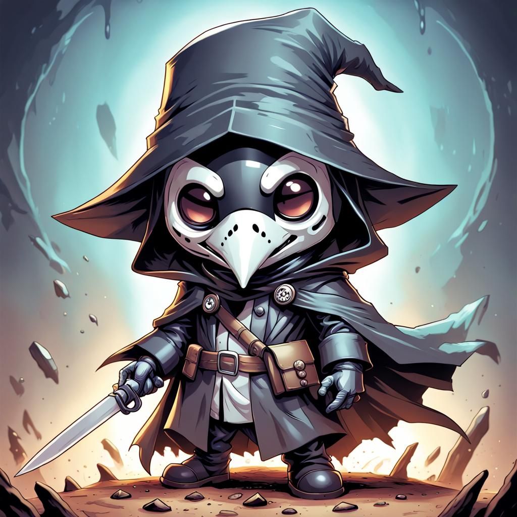 Chibi Plague Doctor in Comic Book Style