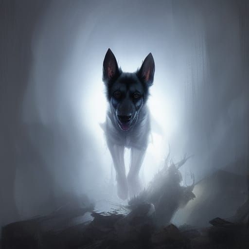 Ethereal German Shepherd in Sinister Style