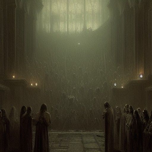 Horrific Death Row Scene as Dark Engraving