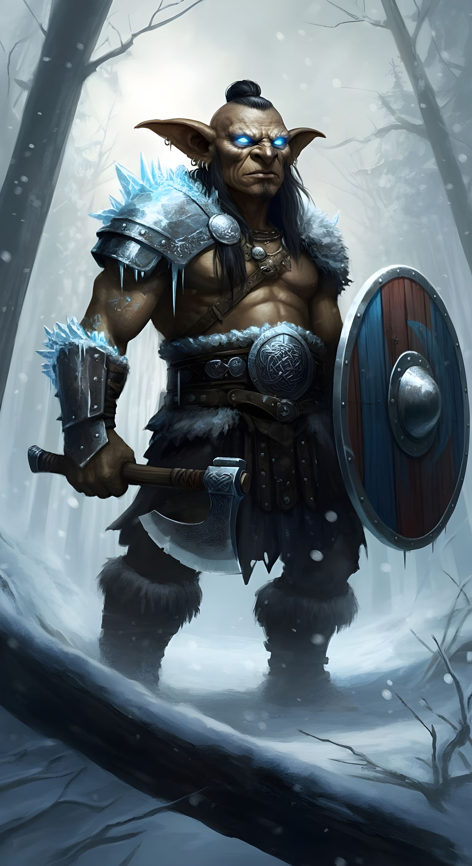 Icy Hobgoblin Berserker in Dark Fantasy Style