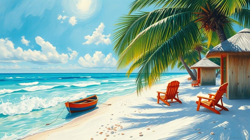 Turquoise Summer Oasis in Neo-Impressionist Style