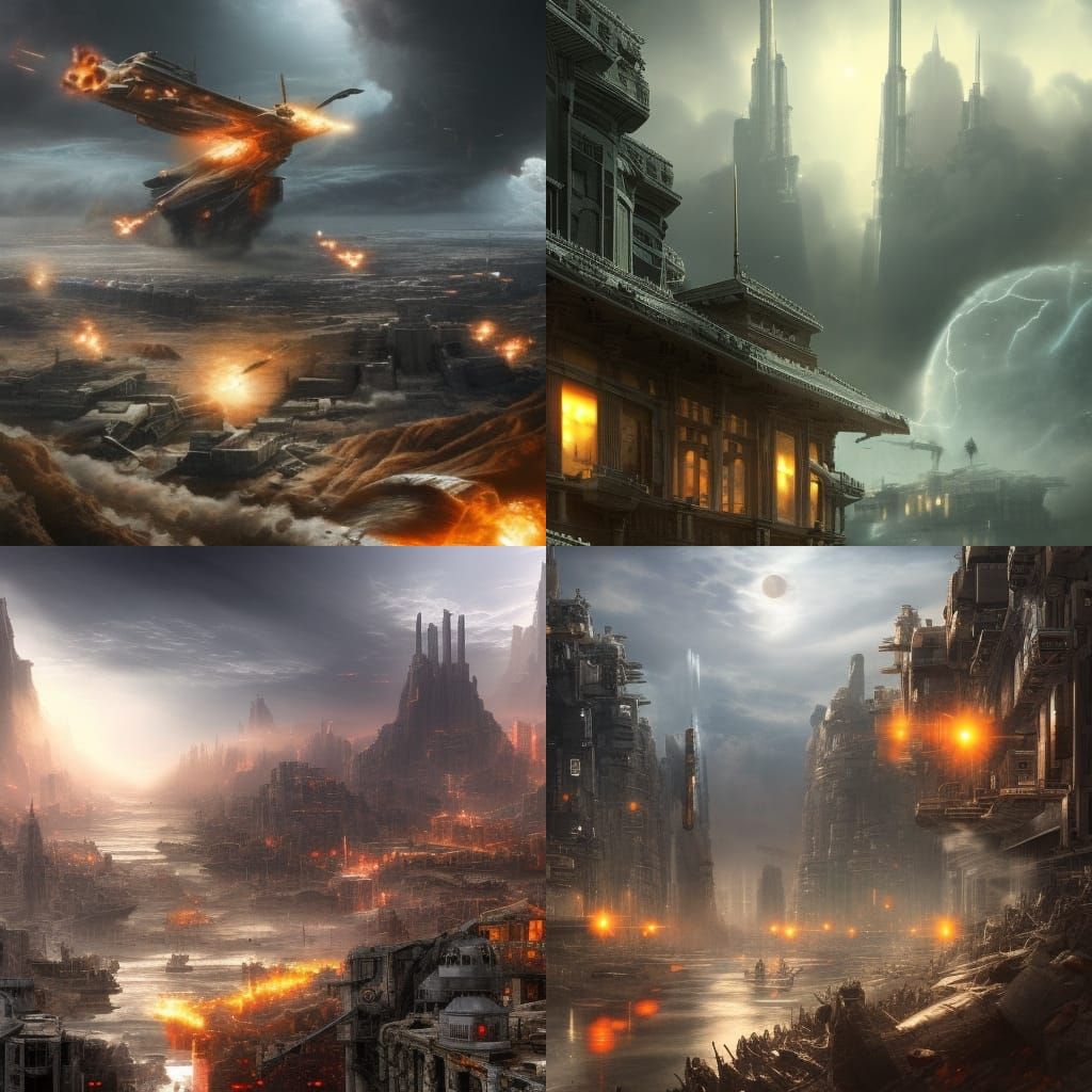Futuristic Digital War: Epic Matte Painting