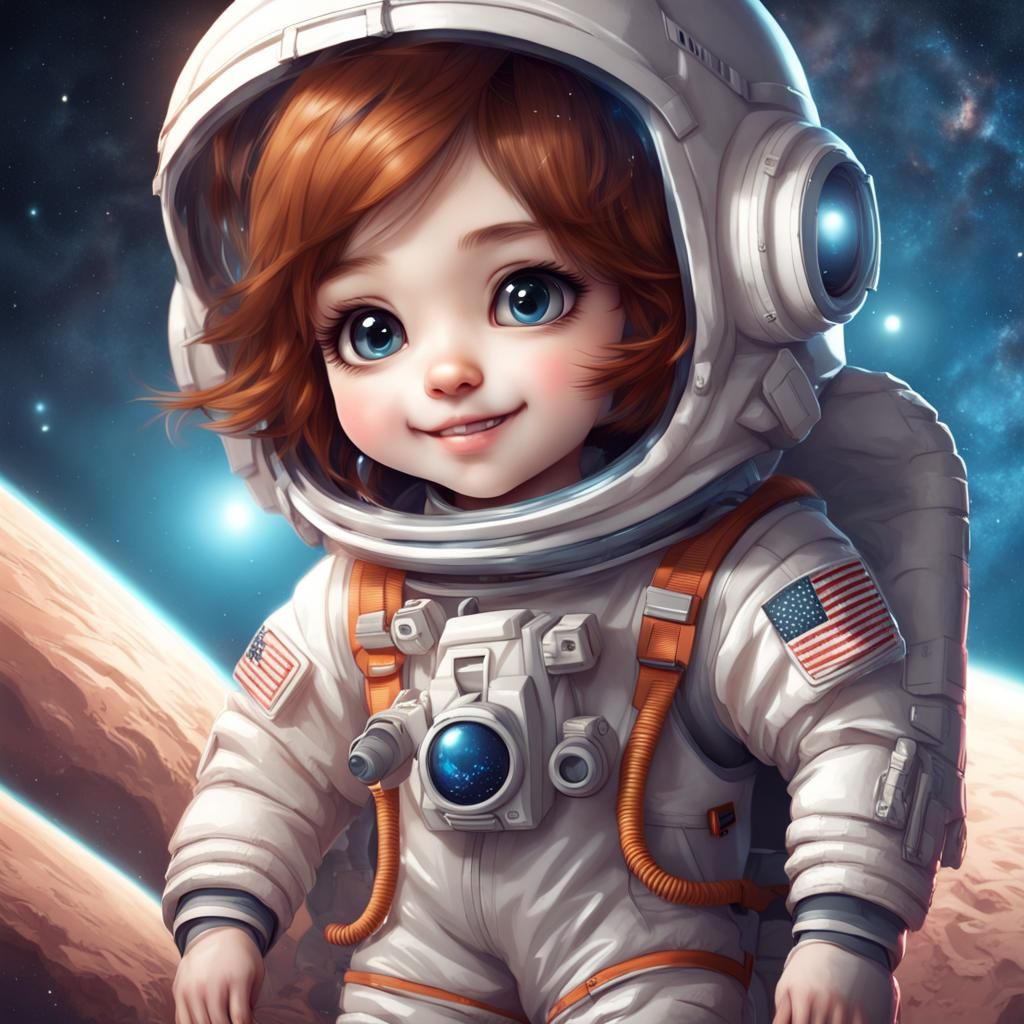 Cute Chibi Girl Astronaut Outfit, CG Society Style