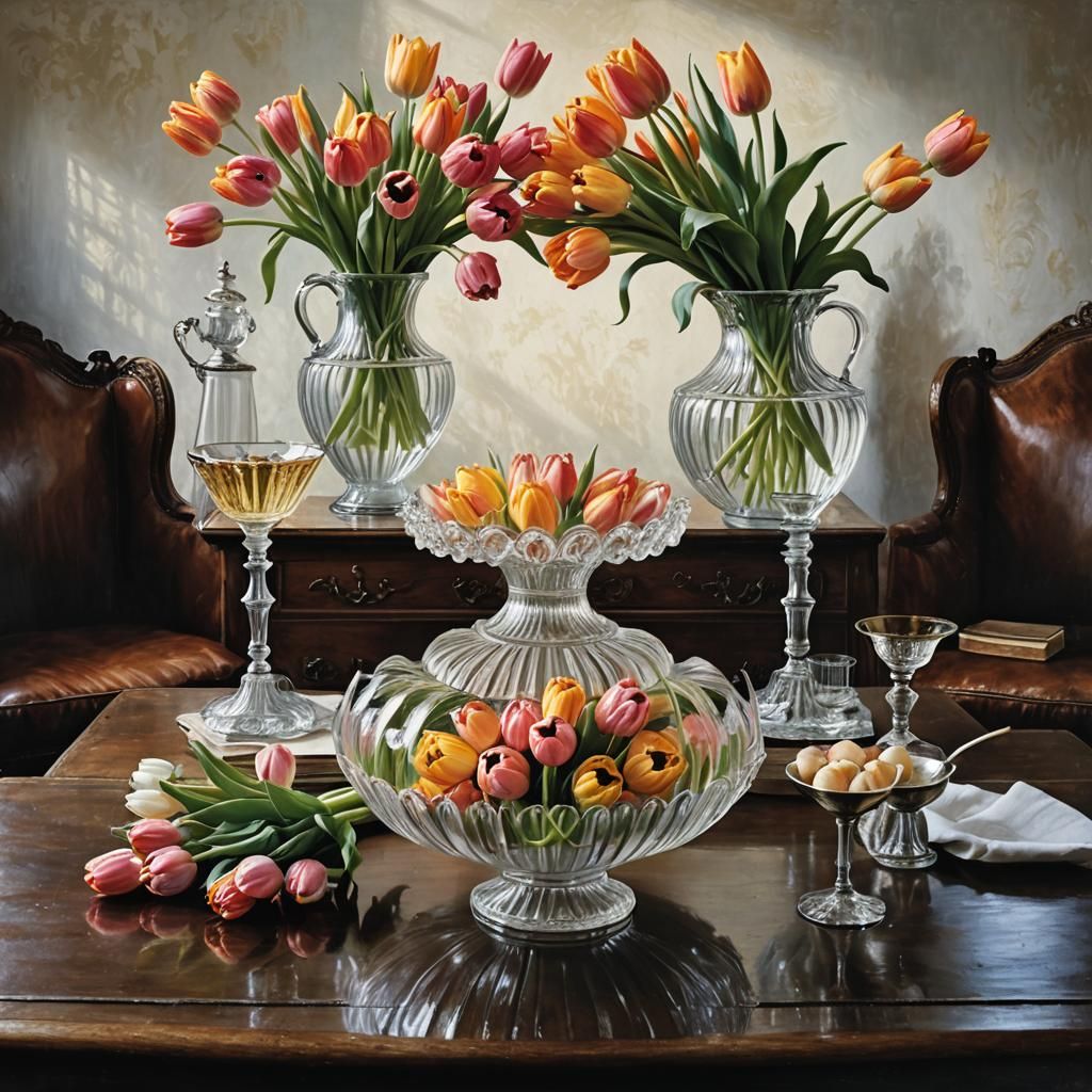 Dutch Still Life: Tulips in a Fluted Vase