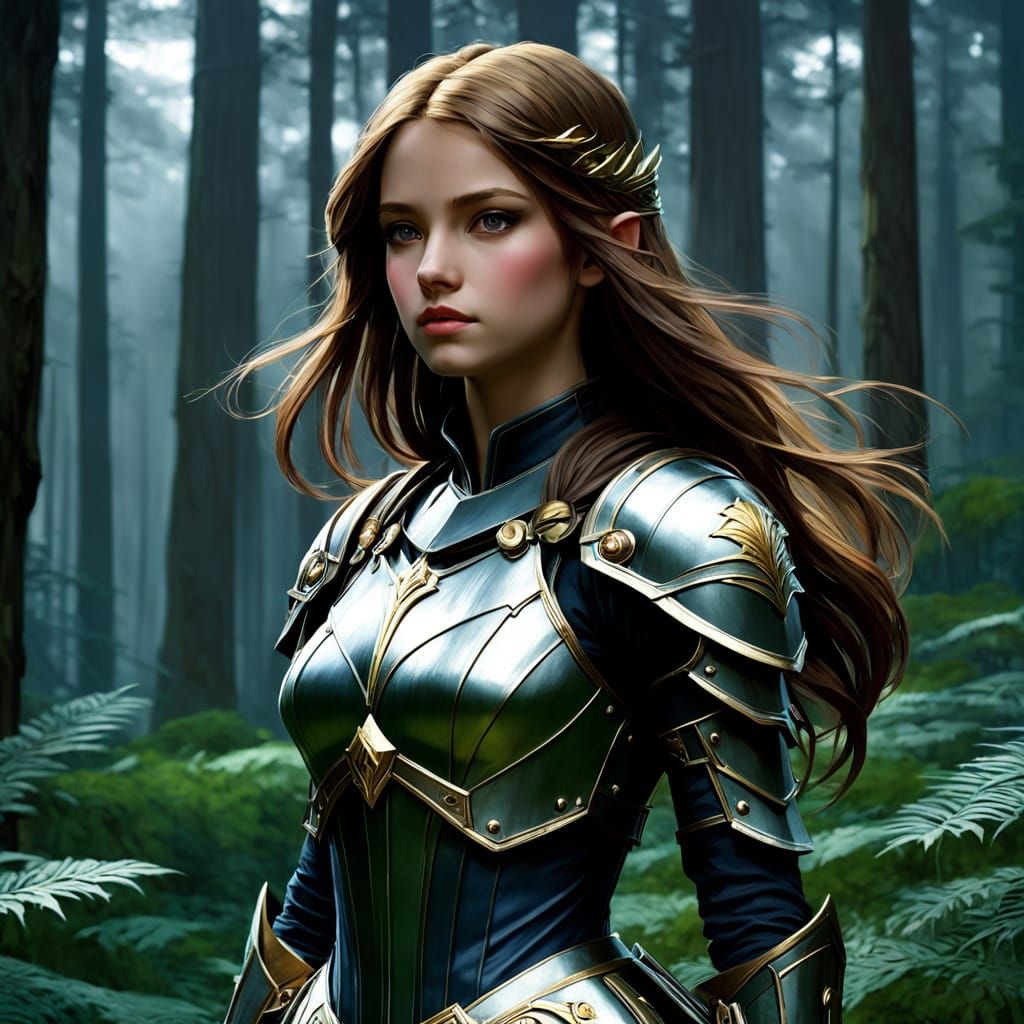 Paladin in Dark Forest, Inspired by Waterhouse's Chiaroscuro