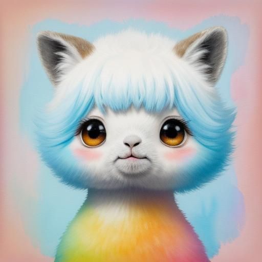 Cute Punk Baby Alpaca Eating Carrots