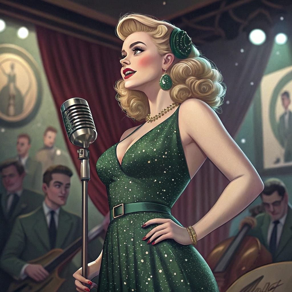 Vintage Jazz Singer in Winter Wonderland