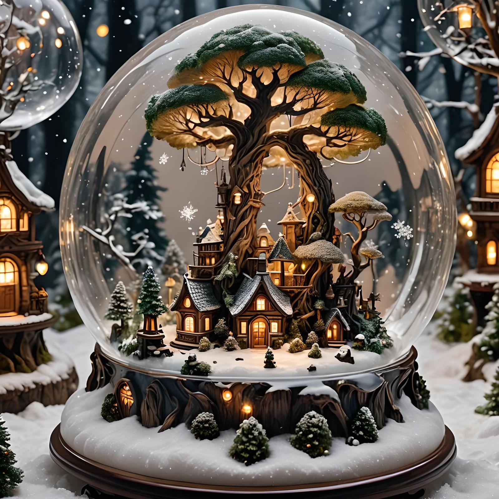 Winter wonderland in a snow globe