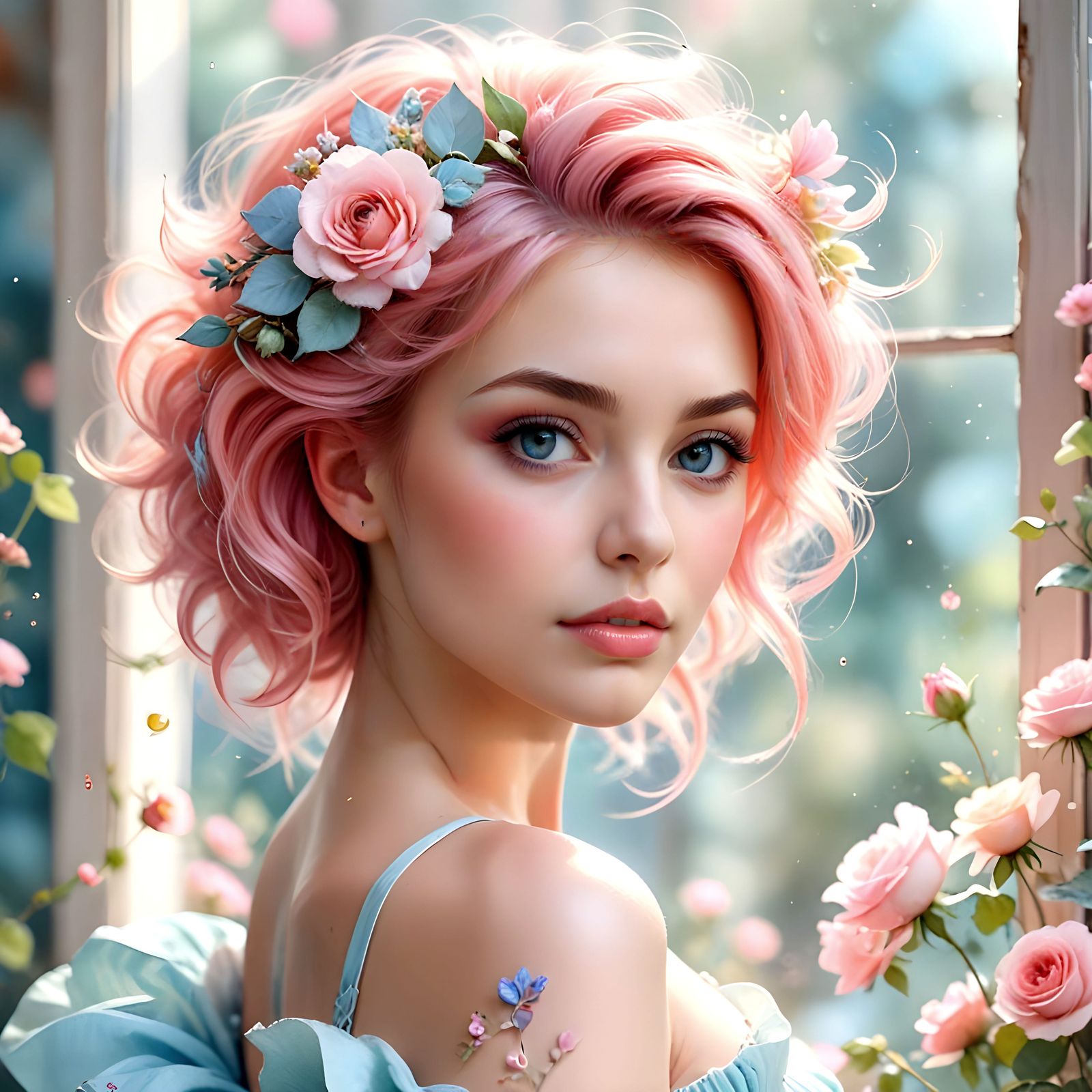 Vibrant Rose-Colored Hairdo in Whimsical Salon
