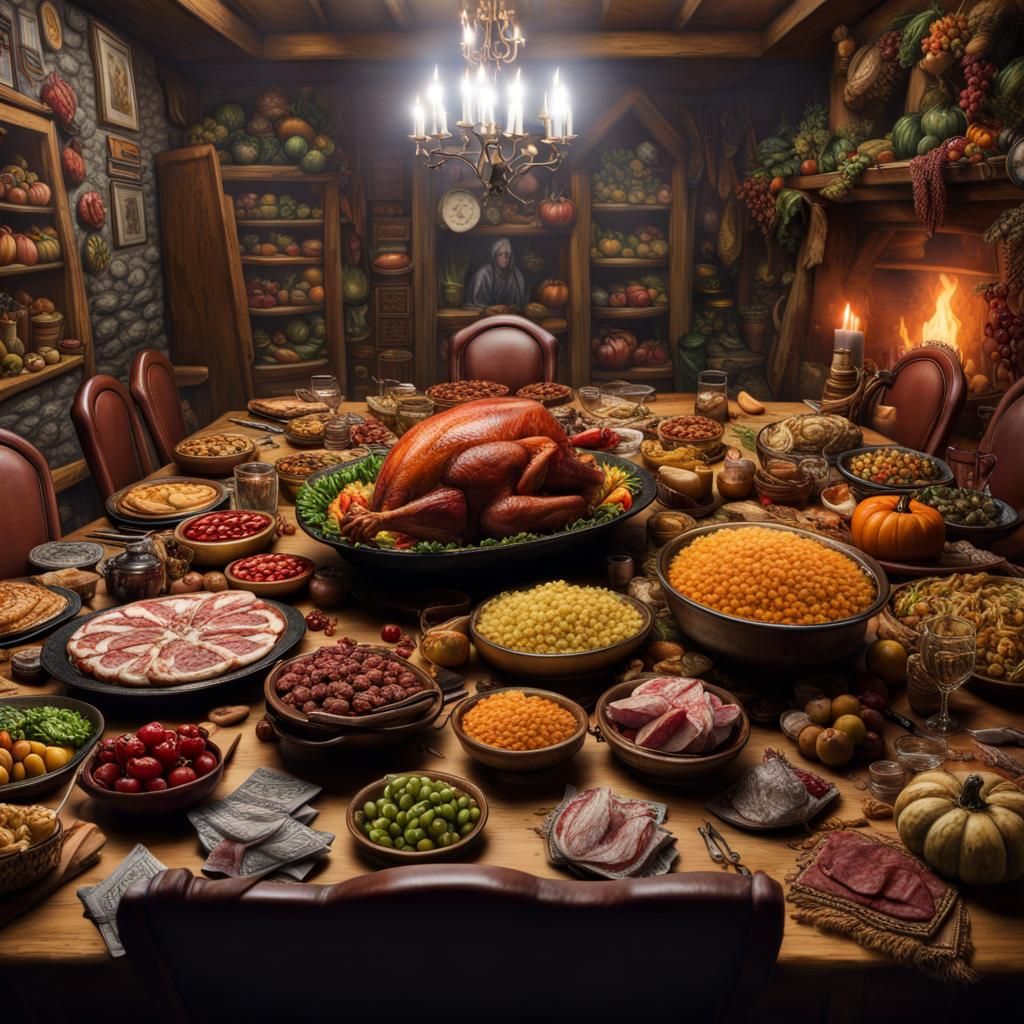 Epic D&D Thanksgiving Feast: Dice and Infinite Food