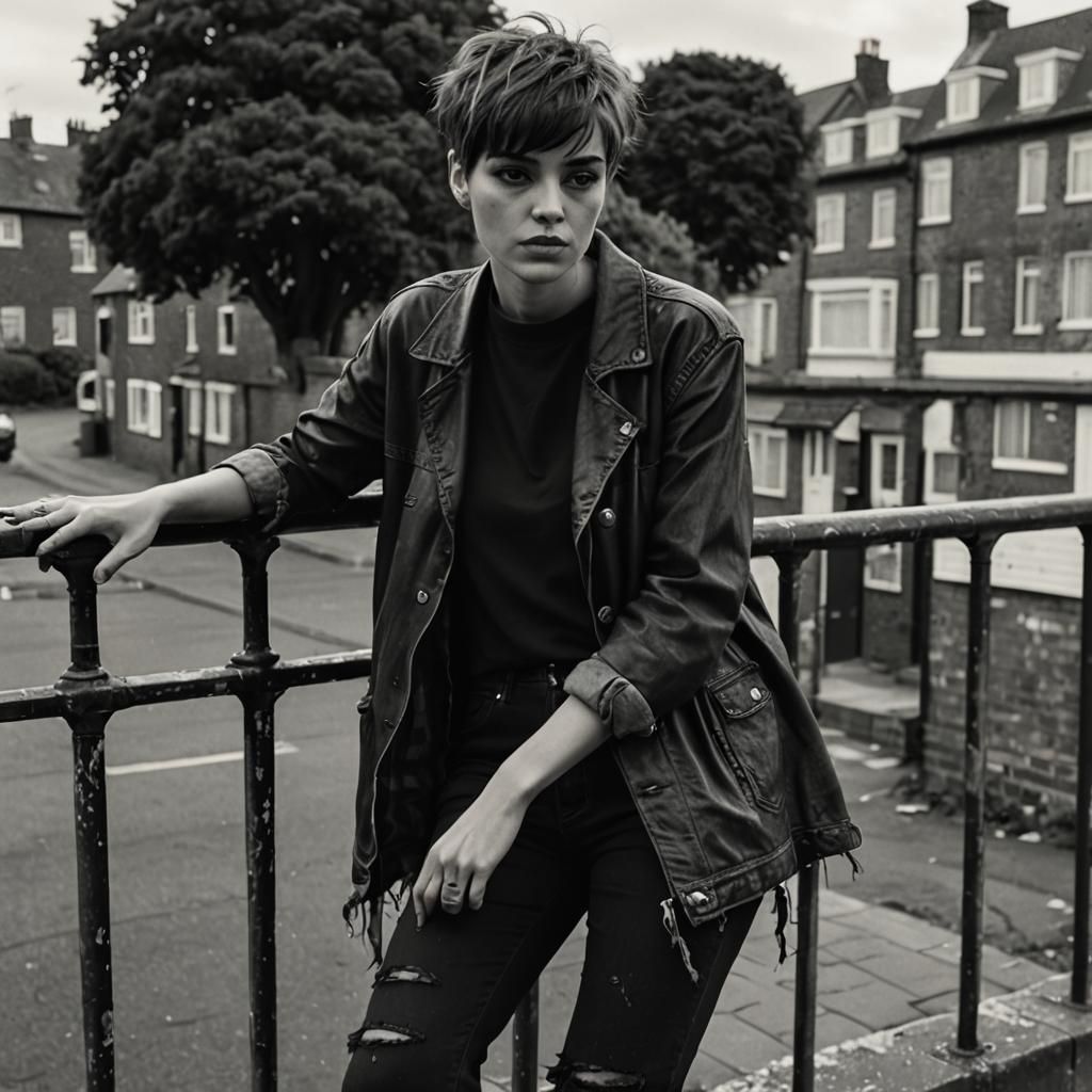 French Actress Posing in Gritty 1970s Style