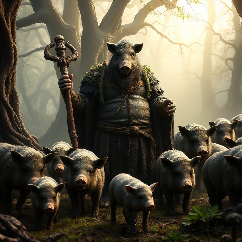 Moccus, the Gaulish Boar God, in Earthy Robes, Herding Wild ...