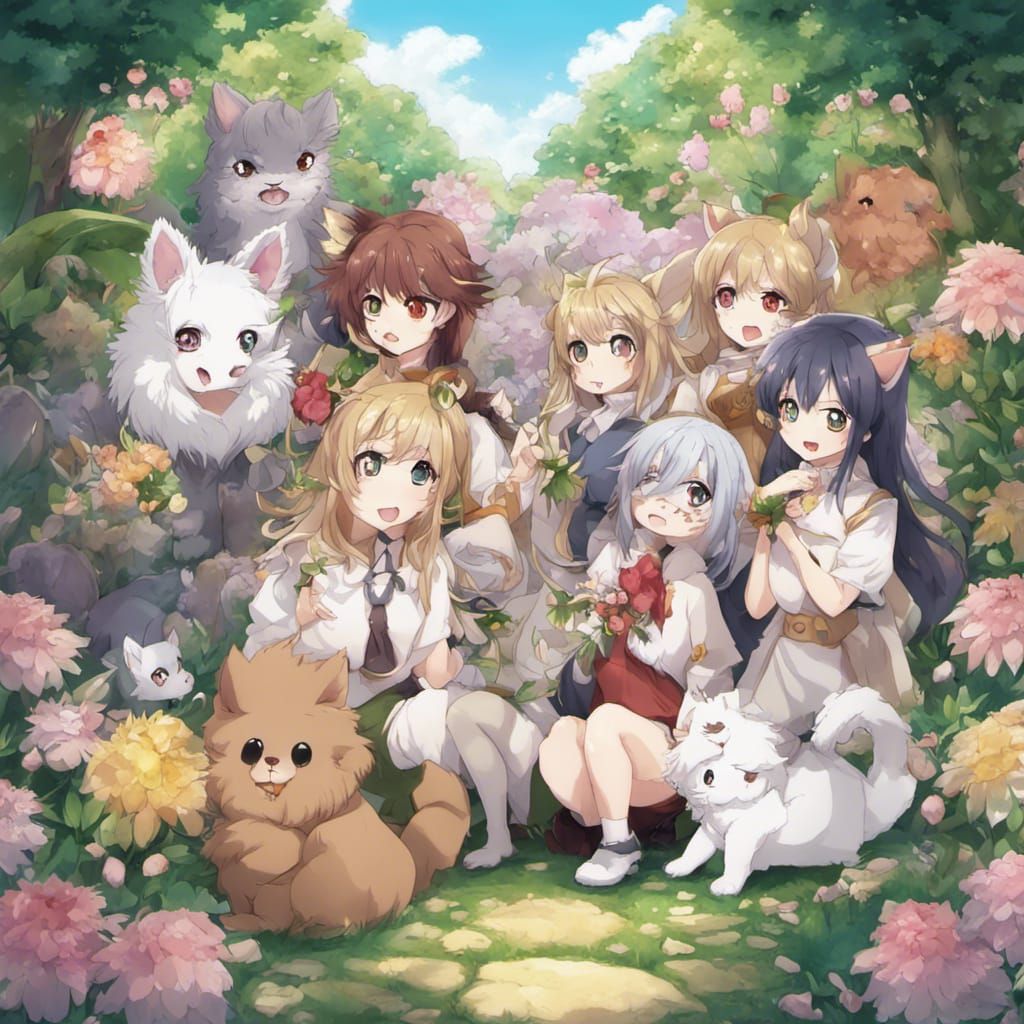 Anime Style Furries in Secret Flower Garden
