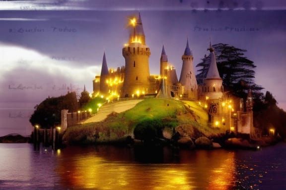 Fairyland Floating Castle on Silver Clouds in Fairycore Styl...